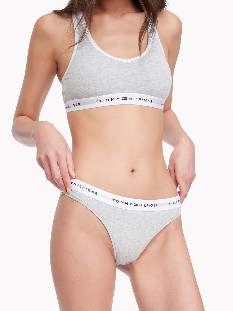 Női Tommy Hilfiger Signature Thongs Szürke | HU 578UZG